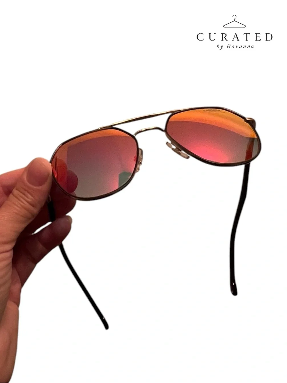 Carrera Festival Edition Mirror Aviator Sunglasses Gold Frame Rose Mirror Lens